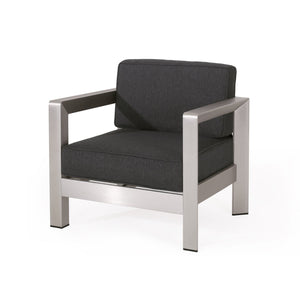 English Elm Christopher Knight Home® - AVIARA Aluminum Club Chair with Deep Seating and Low-Profile Design, Durable 400 lb Capacity, Compact Silver 64077.00SC