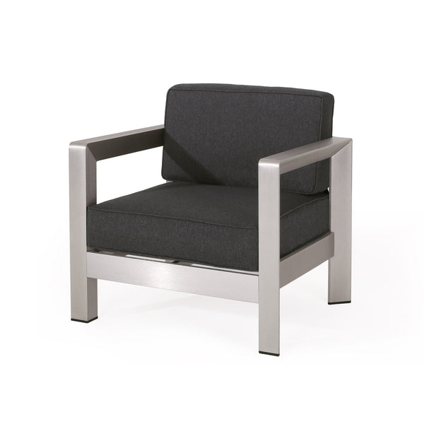 English Elm Christopher Knight Home® - AVIARA Aluminum Club Chair with Deep Seating and Low-Profile Design, Durable 400 lb Capacity, Compact Silver 64077.00SC