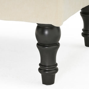 English Elm Lofton Button Tufted Round Ottoman with Turned Birch Legs for Living Room Seating 53081.00