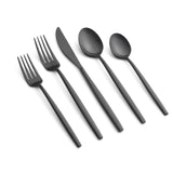 Cambridge Kiki Pvd Blk Satin 20-Piece Stainless Steel Flatware Set, Dishwasher Safe