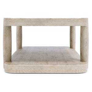Bernhardt Bernhardt Antibes Roz Rustic Oak Cocktail Table With Sculptural Tapered Legs, Lower Shelf & Casters 350013