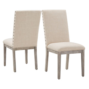 Homelegance By Top-Line Marsean Nailhead Accent Parson Linen Dining Chairs (Set of 2) Grey Rubberwood