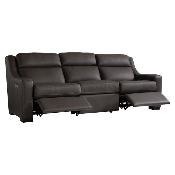 Bernhardt Germain Leather Power Motion Sofa Grey Leather 2027RHO