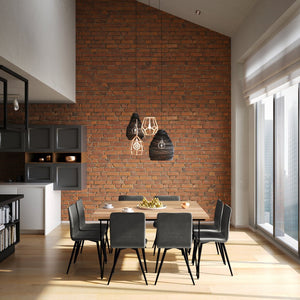 English Elm Hunter 54-inch Square Dining Table Natural — Solid Mango Wood Top, Black Hairpin Legs, Seats 8 Guests B136P158743