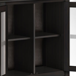 English Elm Artisan Low Storage Cabinet In Rich Hickory Brown - Handcrafted Wood, Glass Doors & Adjustable Shelves B136P158396