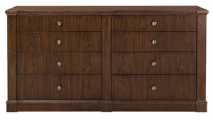 Hooker Furniture Archives Eight-Drawer Dresser In Classic Walnut — Figured Veneer, Cedar-Lined Drawers, Satin Brass Knobs, Jewelry Tray 6123-90202-89