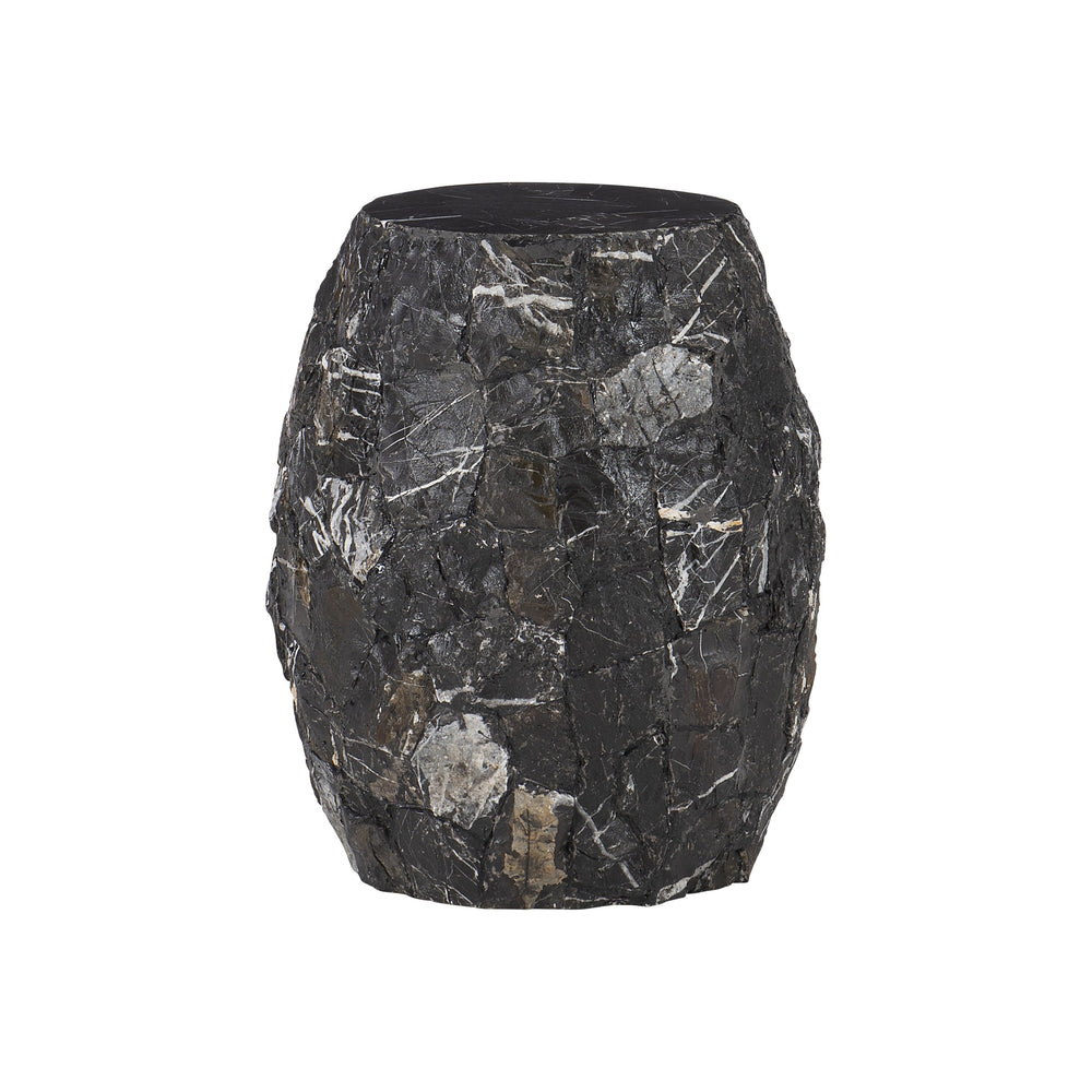 Bernhardt Bernhardt Tambora Outdoor Accent Table — Compact Black Onyx Stone Side Table, Textured Finish, Weather-Resistant (15.5" X 18.38") X02108