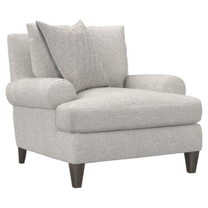 Bernhardt Bernhardt Isabella Chair — Plush Gray Transitional Lounge Seating With Rolled Arms, Exposed Wood Legs (Made-To-Order) P4612B