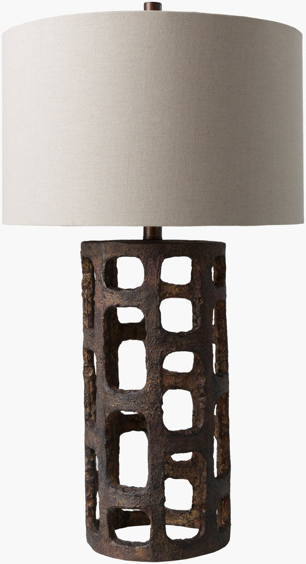 Surya Egerton 28" Accent Table Lamp - Stylish Global Flair In Resin & Linen For Modern Home Decor Body, Metallic ,Bronze,Finial, Metallic ,Bronze,Harp, Metallic ,Brass Resin,Linen,Polyester,Resin Ege-100