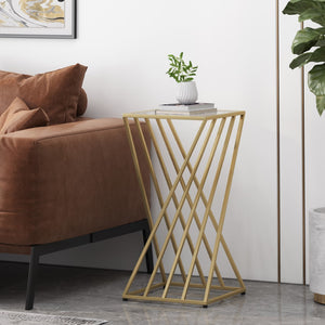 Christopher Knight Home® - Noble House - Wadleigh Modern Glam Glass Top End Table, Champagne Gold