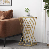 Christopher Knight Home® Wadleigh Modern Glam Glass End Table - Champagne Gold, Luxe Twisted Hourglass Design