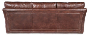 Hooker Furniture Woodstock Truffle Leather 3-Seat Sofa With Flared Arms, Tailored Panels & Accent Pillows For Timeless Comfort SS800-03-086
