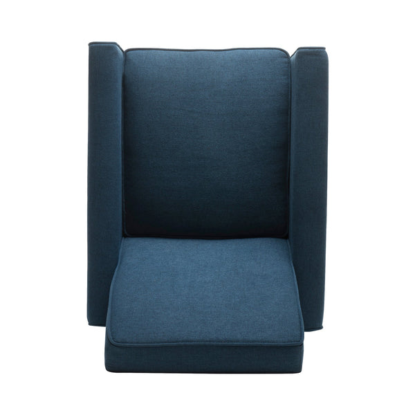 English Elm Christopher Knight Home® - Navy Low-Profile Fabric Push Back Chair with Tapered Legs & Pipe-Edge Detail — Compact Recliner for Small Spaces 52422.00FDBL