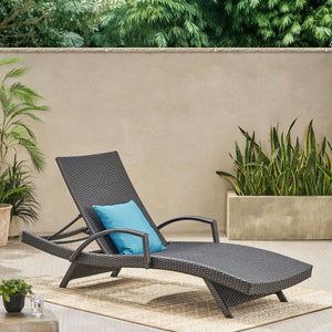 English Elm Christopher Knight Home® - Salem Pe Wicker Chaise Lounge - Adjustable Outdoor Comfort In Stylish Grey For Patios & Pools 52005.00ARMGRY