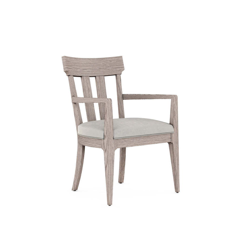 A.R.T. Furniture Set Of 2 - Sojourn Arm Chair With Slat Back - Stylish Transitional Design In Ashen Finish, Upholstered Seat - Set Of 2 Gray Materials, Ash Solids With Knotty Oak Veneers 316205-2311