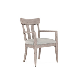 A.R.T. Furniture Set Of 2 - Sojourn Arm Chair With Slat Back - Stylish Transitional Design In Ashen Finish, Upholstered Seat - Set Of 2 Gray Materials, Ash Solids With Knotty Oak Veneers 316205-2311