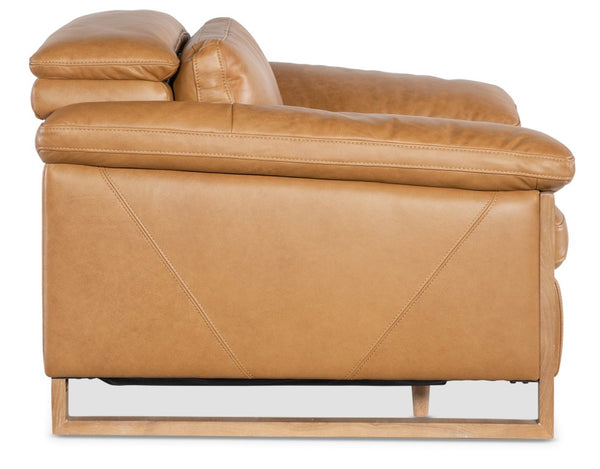 Hooker Furniture Jericho Oversized Power Recliner In Dallas Toffee Leather With Sleigh Wood Sides, Pillow Arms, Motorized Headrest And Hidden Controls 43.20 L x 53.50W x 32.20H SS461-PH1-087