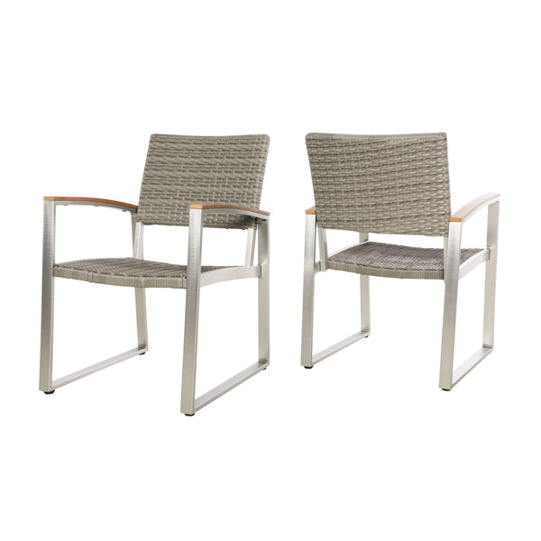English Elm Christopher Knight Home® - Glasgow Grey Rattan Dining Chair – Stylish, Weather-Ready Comfort For Outdoor Spaces & Gatherings 62759.00PEMGRY