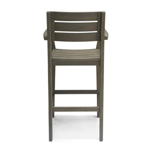 English Elm Wood Acacia Bar Stool with Ladder Back and Slatted Seat for Kitchen or Patio 62719.00GRY