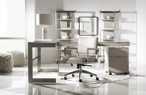 Bernhardt Bernhardt Sculptural Paloma Etagere With Brushed Silver Frame, Linear Gray Shelves For Display (95) D13810