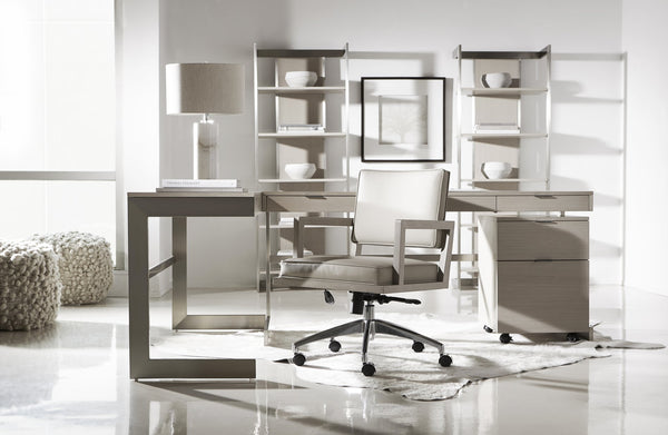 Bernhardt Bernhardt Sculptural Paloma Etagere With Brushed Silver Frame, Linear Gray Shelves For Display (95) D13810