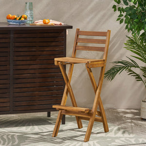 English Elm Outdoor Solid Acacia Folding Barstool with Teak Finish for Patio Bar Seating 53605.00