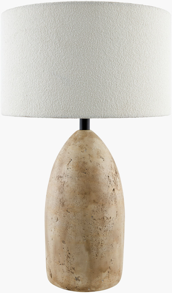 Surya Egito 26" Elegant Accent Table Lamp With Concrete Base & Soft Cotton Shade For Timeless Décor Body, Brown,Shade, White,Cord, Black Concrete,Cotton,Polyester Egt-001