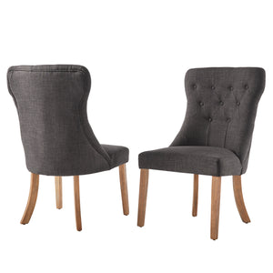 Homelegance By Top-Line Marsean Button Tufted Dining Chairs (Set of 2) Natural Rubberwood