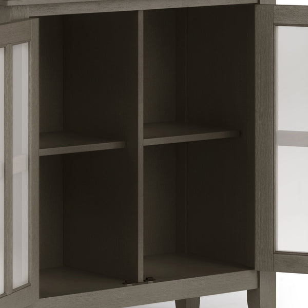 English Elm Artisan Low Storage Cabinet In Farmhouse Grey - Versatile Handcrafted Design With Glass Doors & Shelves B136P158393