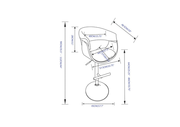 English Elm Sheldon Adjustable Swivel Bar Stool in Black Vegan Leather – Mid-Century Gas Lift, Chrome Base, 35.75-44"H B136P159601