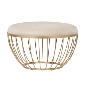 Homelegance By Top-Line Ernesto Fabric Upholstered Round Ottoman Gold Fabric