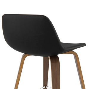 English Elm Randolph Mid-Century Modern Bentwood Bar Stools Set Of 2 With Vegan Leather & Chrome Footrest B136P159441-GIGA