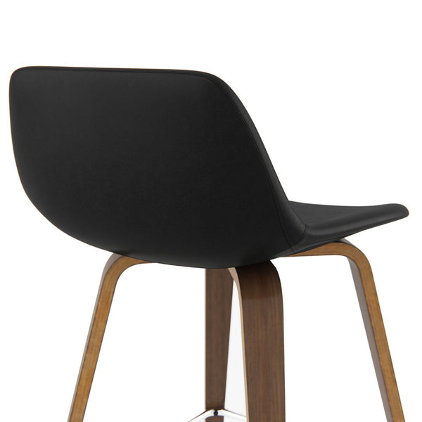 English Elm Randolph Mid-Century Modern Bentwood Bar Stools Set Of 2 With Vegan Leather & Chrome Footrest B136P159441-GIGA