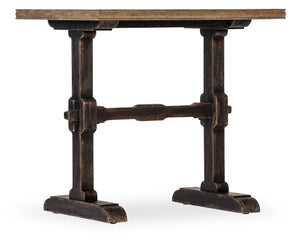 Hooker Furniture Americana Parquet Trestle End Table With Honey Oak Top & Molasses Base, Distressed Heirloom Charm 7050-80113-89