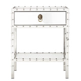 Homelegance By Top-Line Greyson Riveted Stainless-Steel Mirrored Accent Table Steel Stainless steel