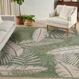 Nourison Garden Oasis GOA02 Machine Made Power-loomed Borderless Design Indoor/Outdoor Outdoor Tropical Rug Green Ivory, Green Ivory 100% Polypropylene 99446943613