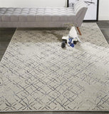 Feizy Rugs Micah Polyester/Polypropylene Machine Made Industrial Rug Silver/Gray/White 12' x 15'