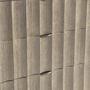 Bernhardt Bernhardt Loggia Three-Drawer Nightstand In Aria Oak With Fluted Fronts, Usb Charging, Stainless Pulls 345233