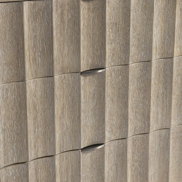 Bernhardt Bernhardt Loggia Three-Drawer Nightstand In Aria Oak With Fluted Fronts, Usb Charging, Stainless Pulls 345233