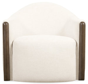 Hooker Furniture Cora Favara Ivory Swivel Chair With Dark Wood Trim — Rounded Back, 360° Movement, Transitional Style CC224-SW-403
