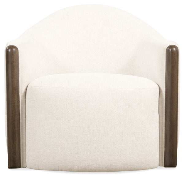 Hooker Furniture Cora Favara Ivory Swivel Chair With Dark Wood Trim — Rounded Back, 360° Movement, Transitional Style CC224-SW-403