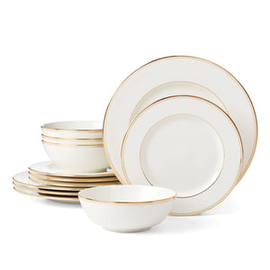 Lenox Federal Gold 12-Piece Dinnerware Set, Service for 4 White, WHITE PORCELAIN 895706