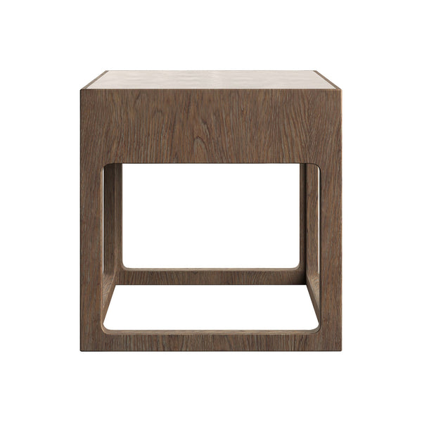Bernhardt Bernhardt Casa Paros Side Table 24" Rustic Modern Wood Frame With Inset Faux Concrete Top, Airy Design 317111