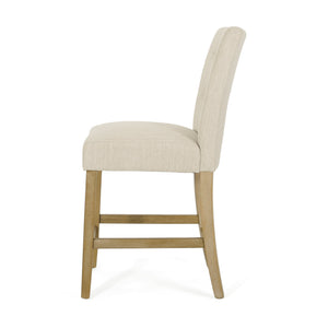 English Elm Christopher Knight Home® - Contemporary Button-Tufted Fabric Counter Stools Set of 2 with Espresso Legs, Waffle Stitch Comfort Beige 71254.00BGE