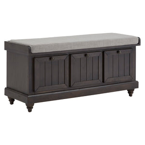 Homelegance By Top-Line Nikita Storage Bench with Linen Seat Cushion Black Wood