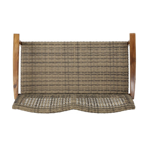 English Elm Christopher Knight Home® - HAMPTON Acacia Wood & Wicker Loveseat Natural Grey with Iron Frame, Weather-Resistant, Sturdy Design 60396.00WTC