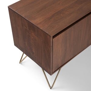 English Elm Hunter Tv Media Stand - Rustic Solid Mango Wood With Industrial Iron Legs & Gold Accents, 66" B136P158736