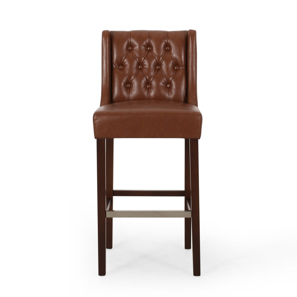 English Elm Christopher Knight Home® - BARSTOOL sleek PU upholstered counter stool with sturdy frame, ergonomic seat and modern minimalist design Light Brown 70678.00PUCOGN