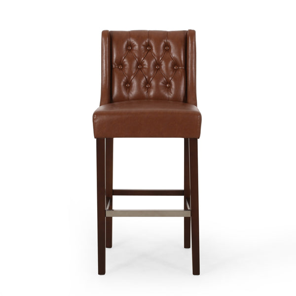English Elm Christopher Knight Home® - BARSTOOL sleek PU upholstered counter stool with sturdy frame, ergonomic seat and modern minimalist design Light Brown 70678.00PUCOGN
