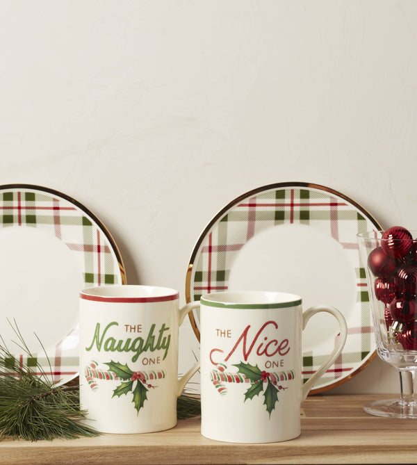 Lenox Holiday Naughty & Nice Mugs, Set of 2 Multi, WHITE PORCELAIN 896512